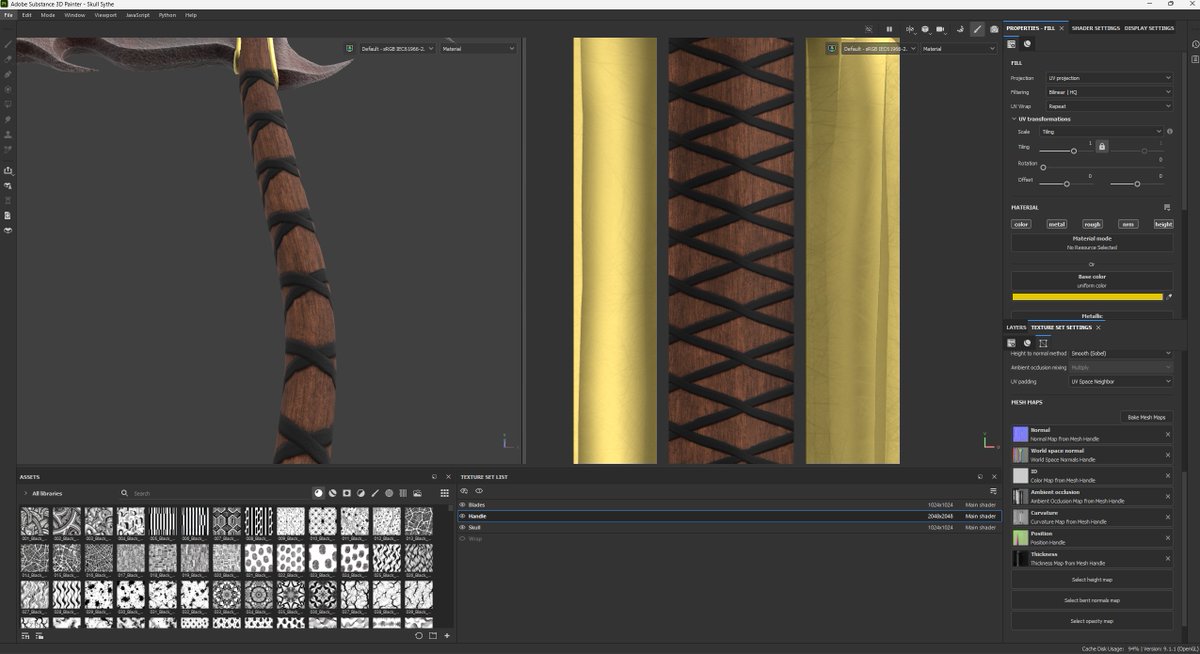 DDesignss0's tweet photo. Then, using the Hi poly mesh and baking onto the low poly, I was able to create the details into the normal map of the low poly. 

Screenshot of Substance 3D painter https://t.co/TEiI7i7BFV