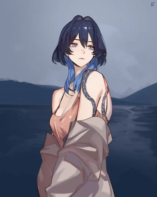 #InacademyFB hii ina i overall like how this art turned out, but i still struggle with how deeply to render here, if i stare too long, her clothes can begin to feel a little muddy like too much is going on, but if i dial it back it feels like i'm not doing enough with it ;-;