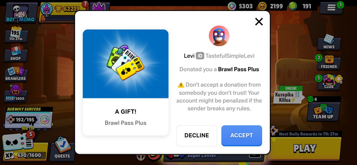Not only I won the barley skin but I also had the golden ticket again thanks to <a href="/TheRealBertz/">Bertz</a> and <a href="/FFlevi_/">Levi</a> really appreciate it #BrawlStars #project100