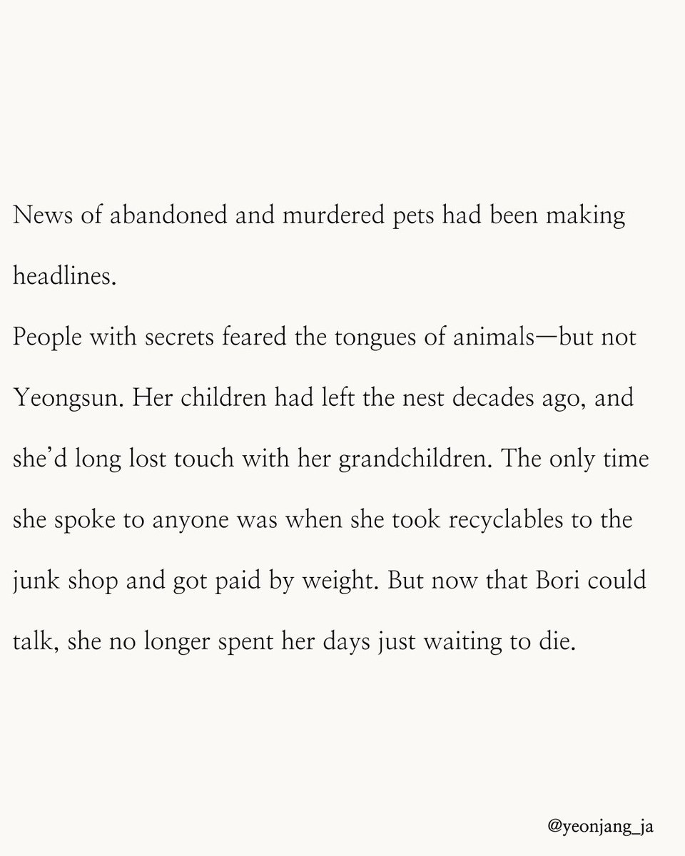 yeonjang_ja's tweet photo. 📘 Silence for the Unspeakable_2
Ep.2 – On Flawed Humans and Noble Beasts

📢 New episodes every Mon/Wed/Fri
⚠️ Copyright belongs to the creator.
Unauthorized reposting or reuse is prohibited.

#Yeonjangja #FlashFiction #ShortStory
#Knovel #KoreanFiction #TranslatedLit
#AsianLit https://t.co/e9Q5V1oLzf