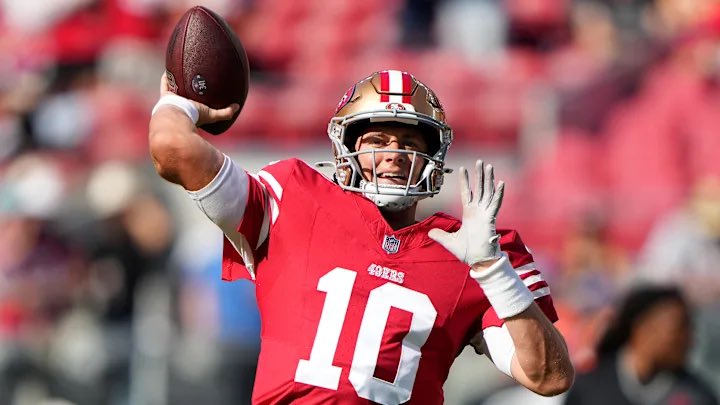 Mac Jones in his first start as a #49er

26/39 (67%)
279 Pass Yards
3 Pass TDs
0 INT
113.1 QB Rtg

1-0. Big time.

#FTTB