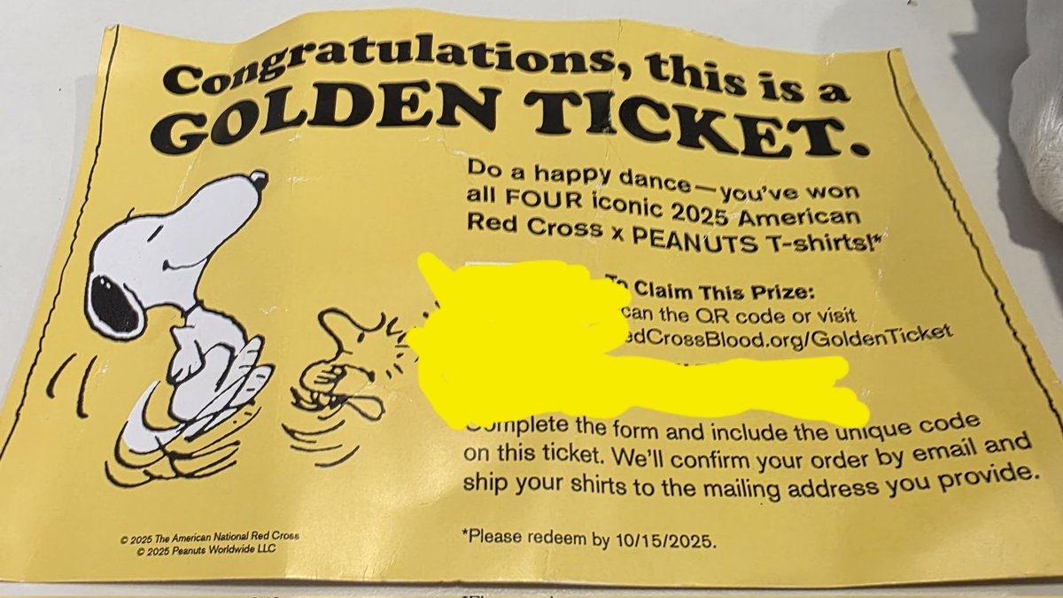 BrettACrystal's tweet photo. Now up to 399 @RedCross blood/platelet/plasma donations! 

And, if being a donor didn't already make me feel like a winner, I won a Golden Ticket!

Thank you to the amazing @RedCrossTN team! https://t.co/Xl0Ash0Qo3