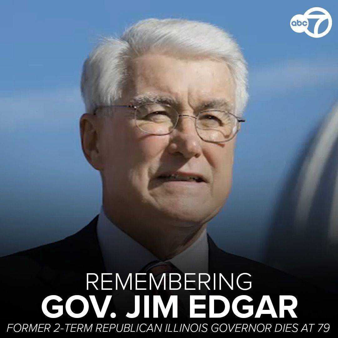 ABC7Chicago's tweet photo. Former Illinois Governor Jim Edgar has died at the age of 79, sources confirmed to ABC7. He was the last Republican governor in Illinois elected to more than one term and is being remembered as someone who served the state well.
https://t.co/LRPo4anndO https://t.co/6q4G5Qaie9
