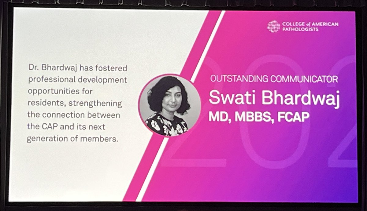 rovingatuscap's tweet image. Congratulations to Dr Swati Bhardwaj @DrSwatiBhardwaj honored as Outstanding Communicator at #CAP25!!