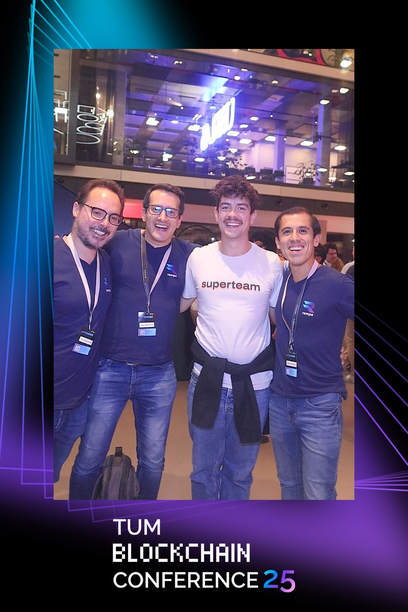 rampa_cash's tweet photo. The TUM Blockchain Conference 2025 is a wrap 🎉

Great days full of talks, networking & connections with founders, devs, students, VCs & the amazing #Solana #Blockchain community 💜

Happy to reinforce our bond with @SuperteamDE — let’s keep building! 🚀

#TUMBlockchain #Web3 #Remittances #SolanaCommunity