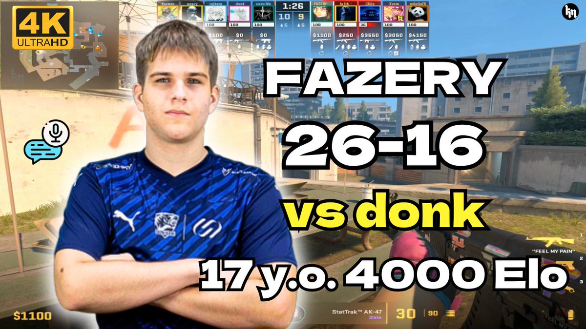 17 y.o. Talent <a href="/fazerycs/">FAZERY</a>  (26-16) vs donk (Overpass) | FACEIT avg 3930 Elo youtu.be/UlJH-B-acLk?si… 🔥🔥🔥🔥