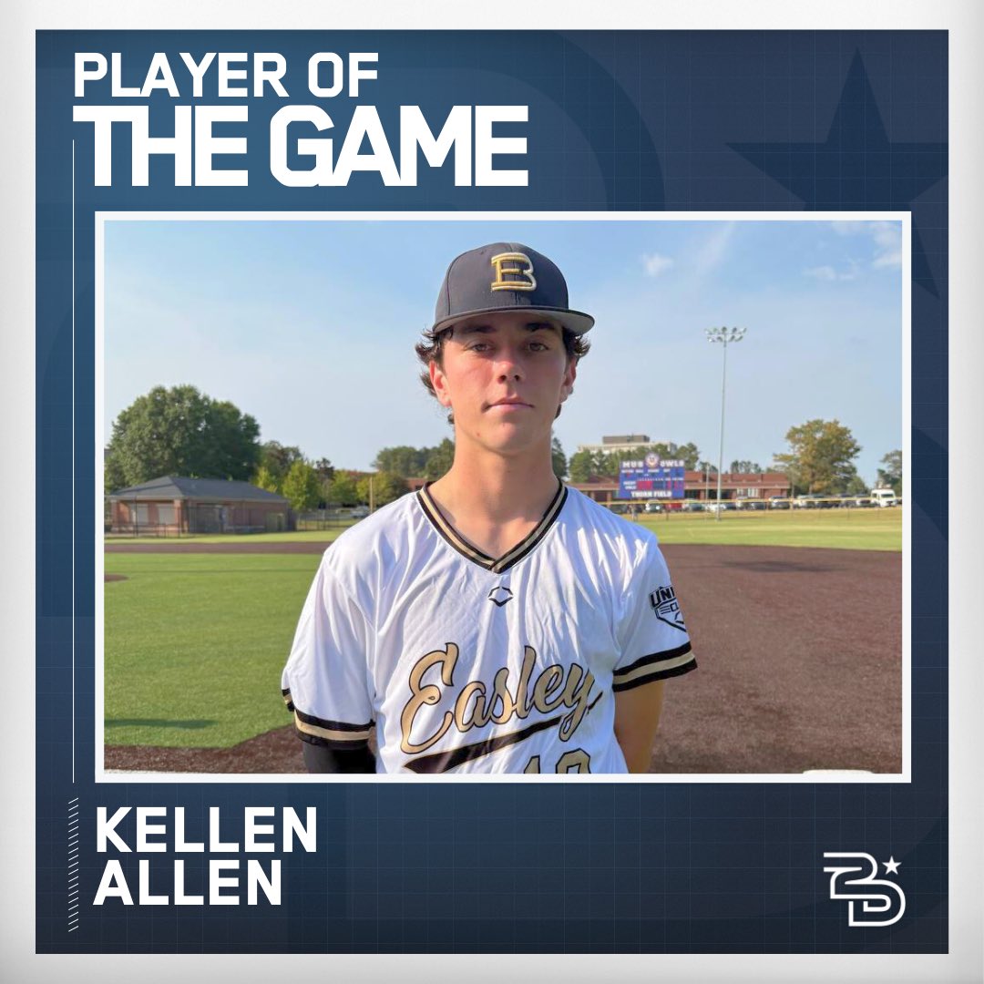 ⭐️Player of the Game⭐️       

Kellen Allen (<a href="/Kellenallen08/">Kellen Allen</a>)
<a href="/EasleyBaseballC/">Easley Baseball Club</a>     

#2DMemphis
<a href="/MarucciSports/">Marucci</a>