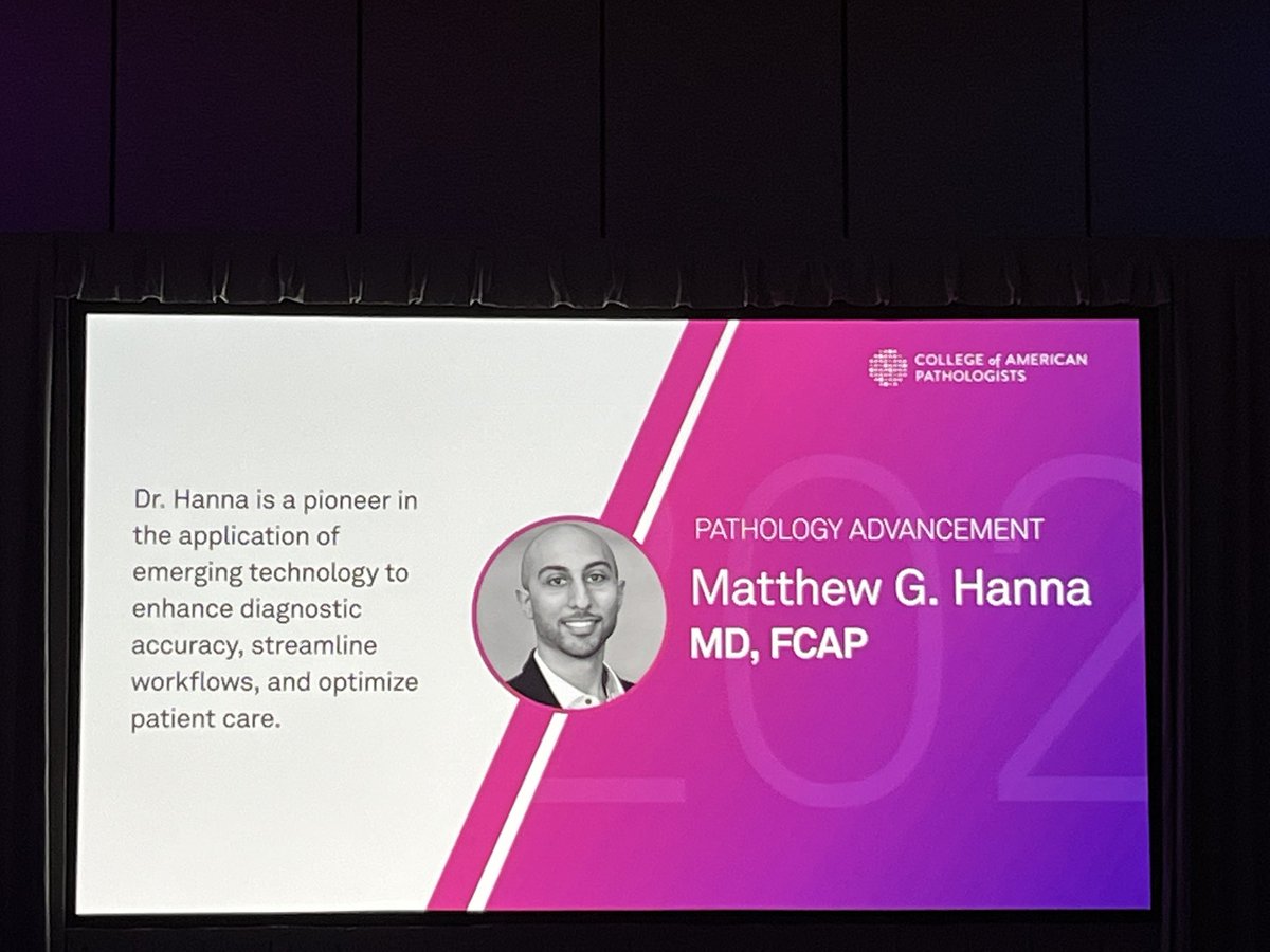 rovingatuscap's tweet image. Thrilled to see Dr Matthew Hanna honored with the Pathology Advancement Award at #CAP25 as he assumes leadership for the @Pathologists AI committee