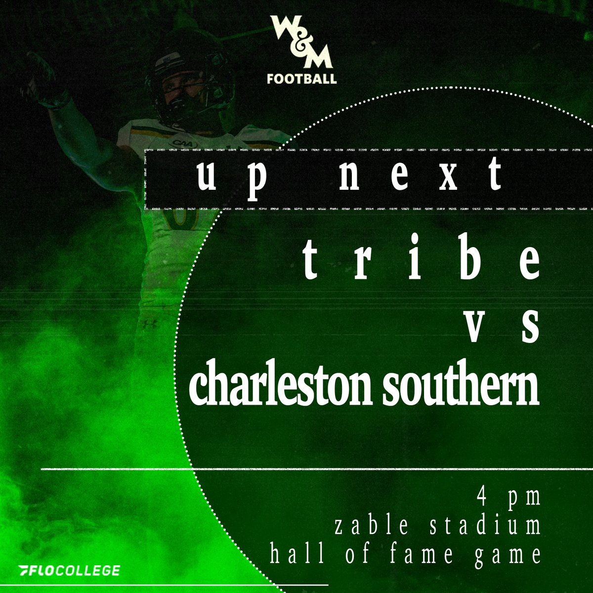 William & Mary Tribe Football (@wmtribefootball) on Twitter photo Back home this weekend!
๐ Charleston Southern
๐๏ธ Saturday, Sept. 20
โฐ 4 PM
๐๏ธ Zable Stadium
๐๏ธ tribeathletics.com/tickets
๐
 W&M Hall of Fame Game
๐ค Game Sponsors - Proud Local Partners | go.wm.edu/G9dYtG
#GoTribe Back home this weekend!
๐ Charleston Southern
๐๏ธ Saturday, Sept. 20
โฐ 4 PM
๐๏ธ Zable Stadium
๐๏ธ tribeathletics.com/tickets
๐
 W&M Hall of Fame Game
๐ค Game Sponsors - Proud Local Partners | go.wm.edu/G9dYtG
#GoTribe