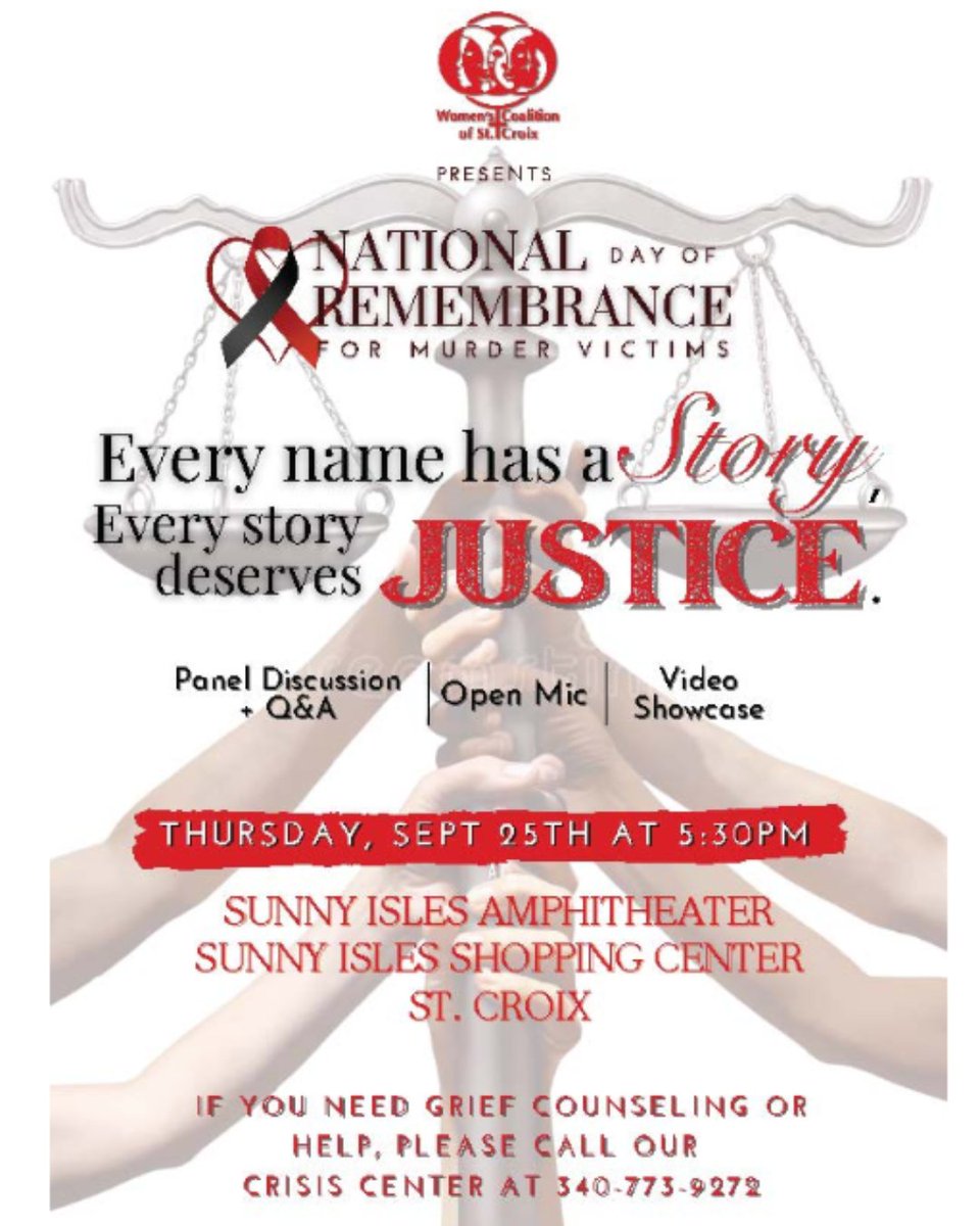 WCSTX's tweet photo. For 14 years, St. Croix has joined the nation in observing the National Day of Remembrance for Murder Victims. 💜
We honor lives lost & provide space for surviving loved ones to heal. More info: https://t.co/JgpWEyjg7z
#NDRMV #StCroix #CommunityCare https://t.co/BPcf8HtTrT