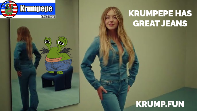 Krumpepe Has Good Jeans <a href="/solana/">Solana</a> 
#krumpepe #jeans #goodjeans #krumpe $KRUMPE #americaneagle #meme #memecoin #merch #discount #pepecoin #frogcoin #underfrogs #pumpfun #solana #crypto