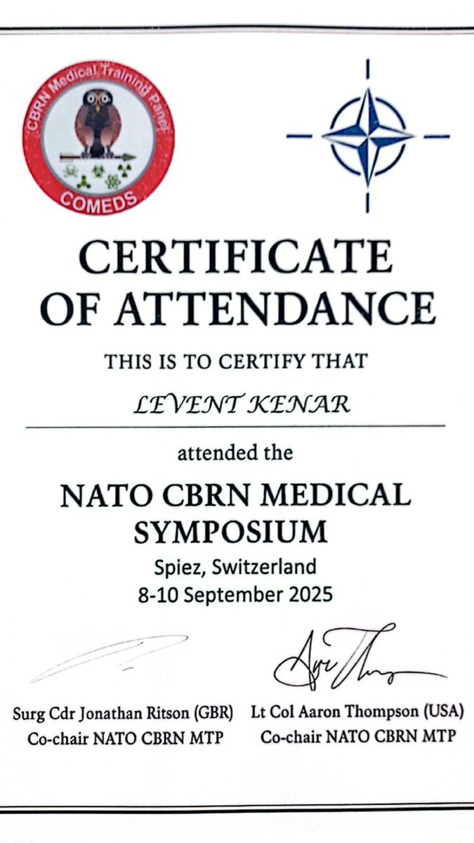 İsviçre Spiez'de bulunan CBRN Merkezinde yapılan "NATO Tıbbi KBRN Sempozyumunda" ülkemizi temsil ederek sunumu gerçekleştirdik.