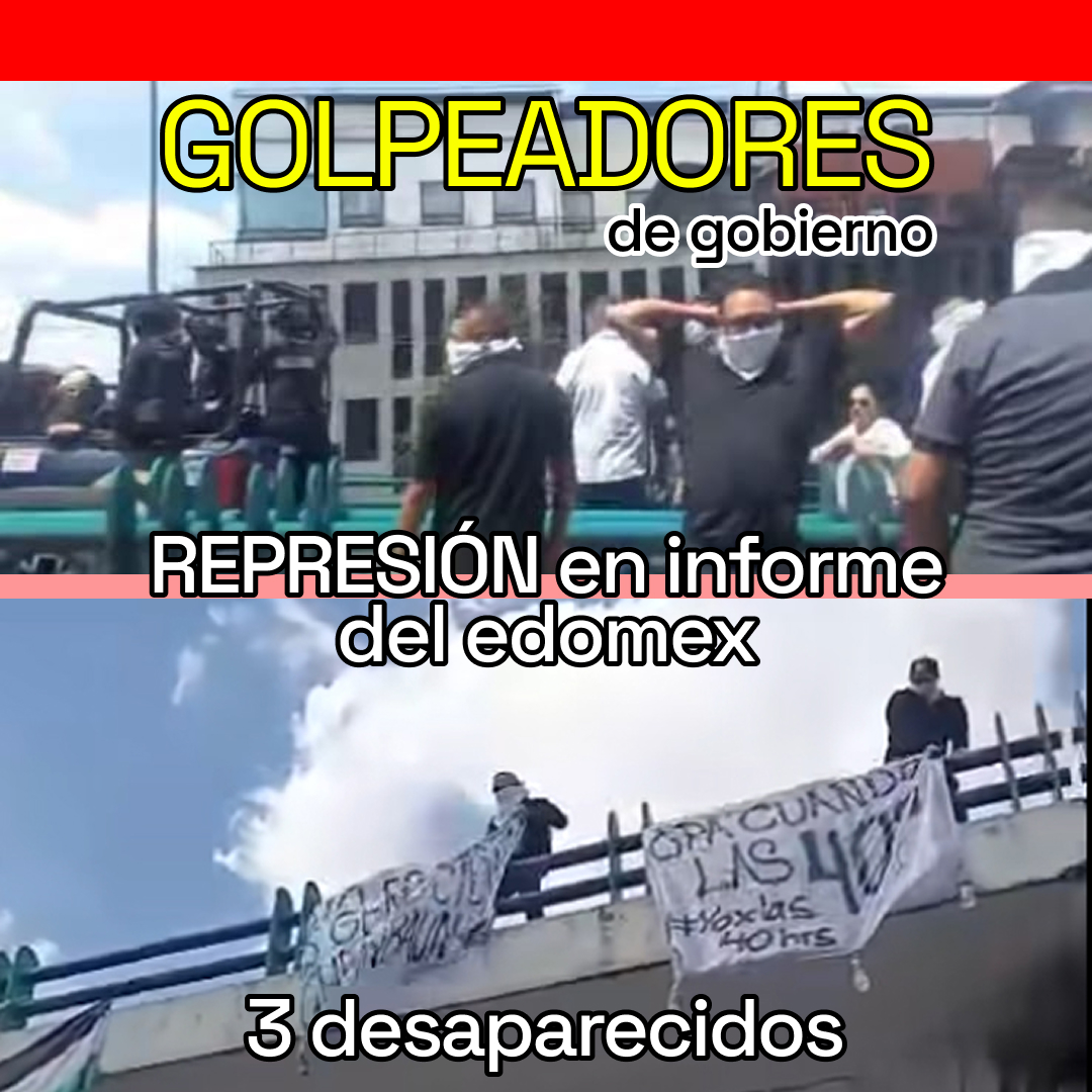CometaColectiva's tweet image. ⚠️Reprimen en #Toluca a activistas por las 40 horas y pro palestina afuera del #informe de gobierno del #edomex, donde fue invitada la presidenta Sheinbaum. Reportan golpeadores de gobierno. 3 activistas desaparecidos.