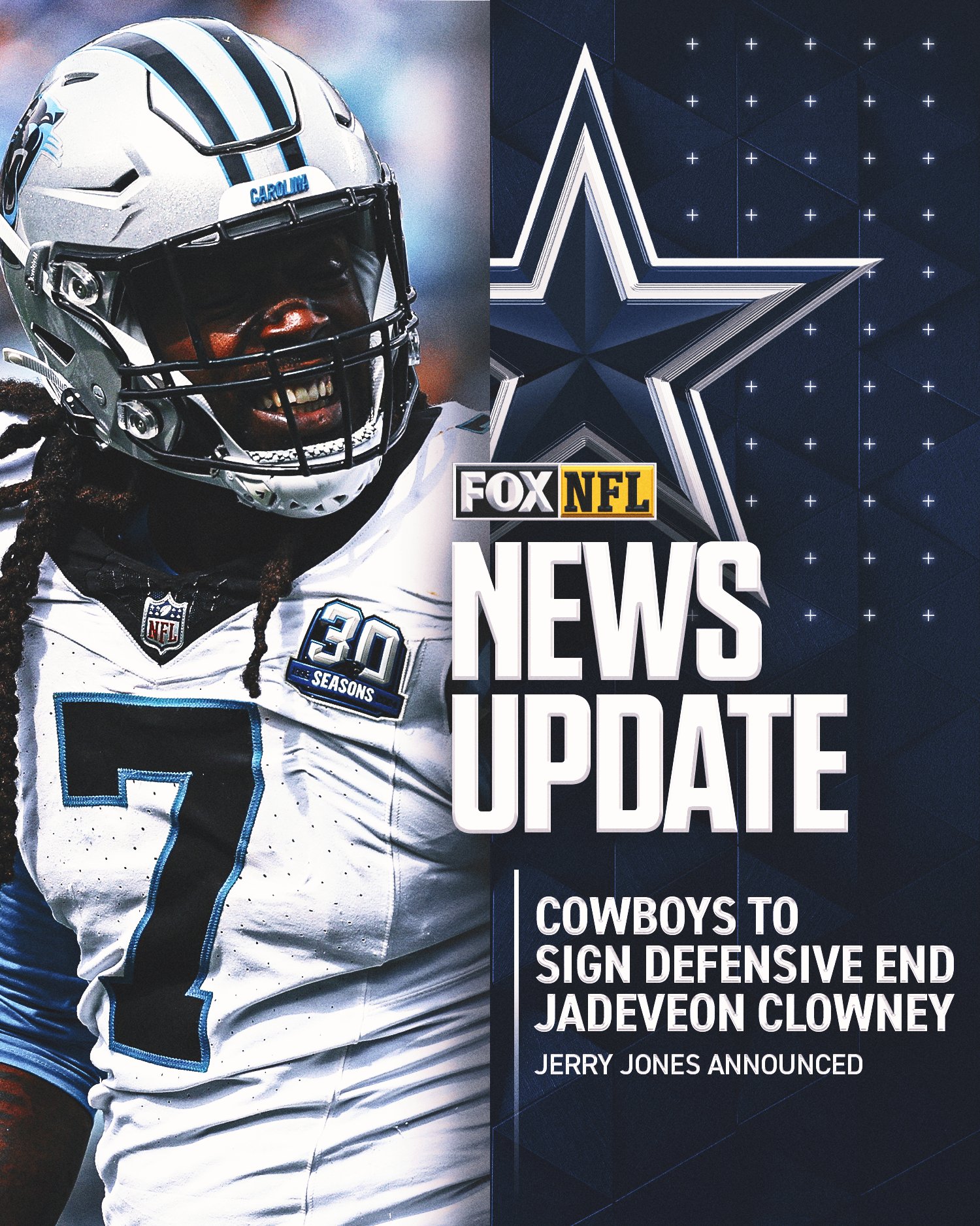 FOX Sports: NFL on X: "The Cowboys are signing Jadeveon Clowney, Jerry Jones announced. https://t.co/4Xj416UTFe" / X