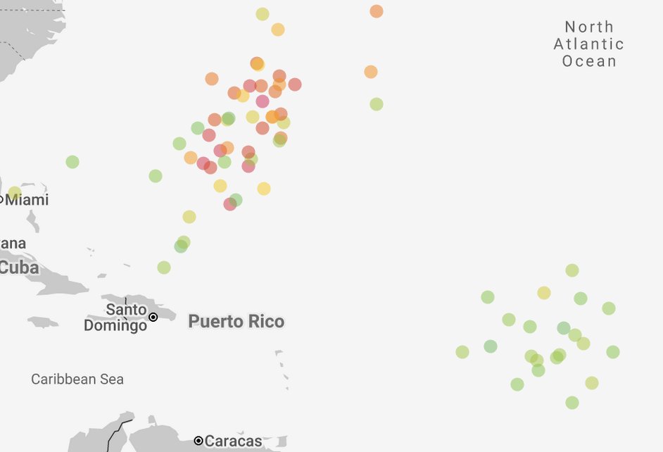 Si esta va a subir y la que viene detrás también, ¿qué quedaría del mes de septiembre? Para Puerto Rico y el Caribe oriental, el tiempo corre ⏰. Tic-toc.  

(imagen izquierda del CNH con fecha hasta el 21 de septiembre, imagen derecha de Google DeepMind con fecha del 23 del mes)