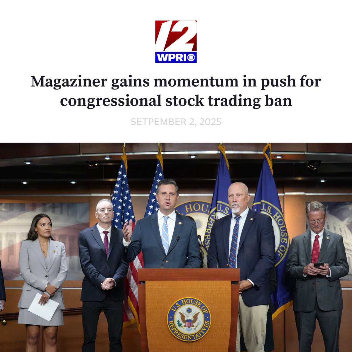 If there’s one thing Americans agree on, it’s this: Members of Congress shouldn’t be trading stocks while writing the very laws that affect those companies. 

Full stop.

Read from <a href="/wpri12/">WPRI 12</a> ➡️ wpri.com/news/politics/…