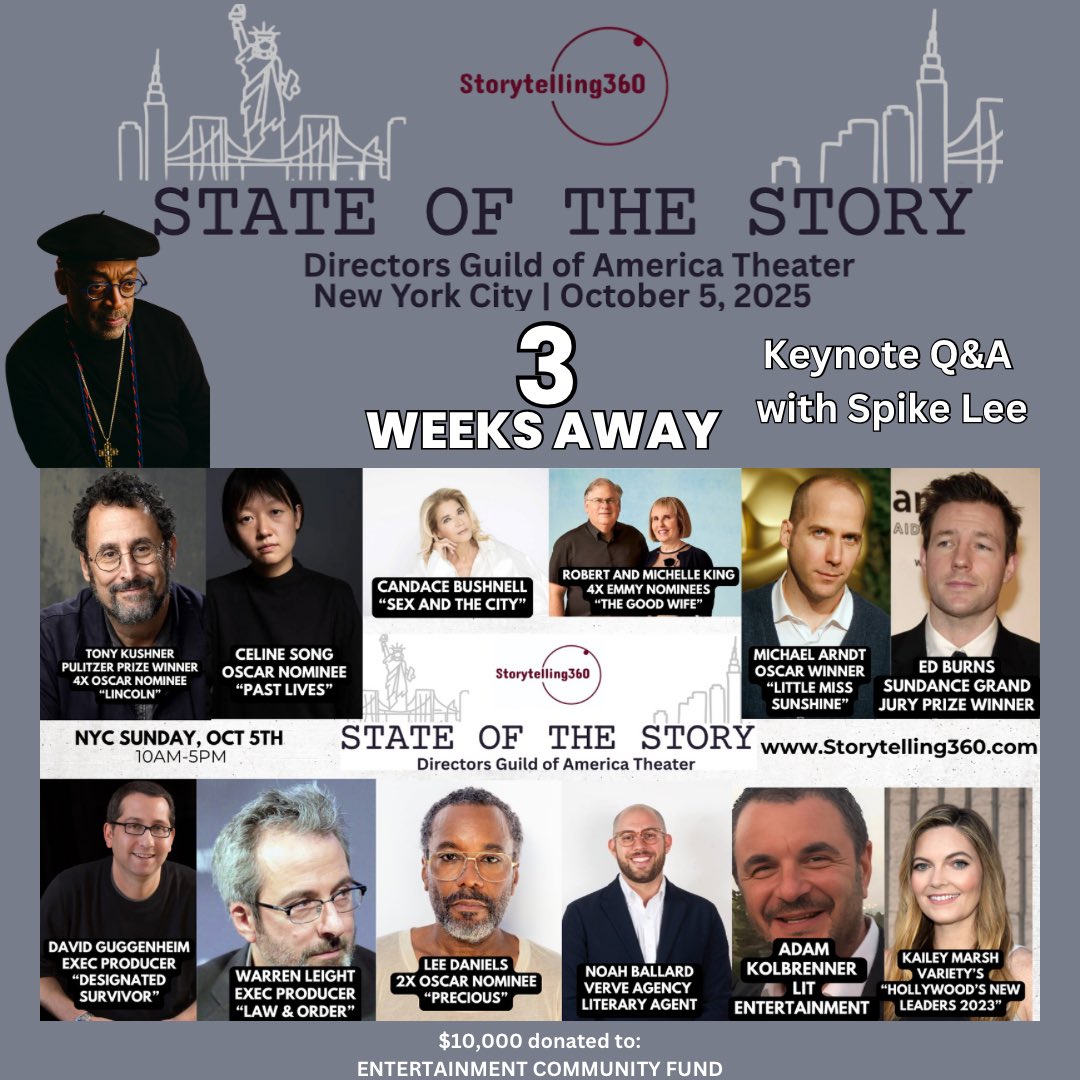 Join us in New York City for the STATE OF THE STORY CONFERENCE 

October 5th
Directors Guild Theater

FULL DAY: discussion panels, community, networking and inspiration!

Storytelling360.com
Save 20% w/ code: TWITTER
REGISTER TODAY. Seats filling fast!

#writingcommunity #nyc