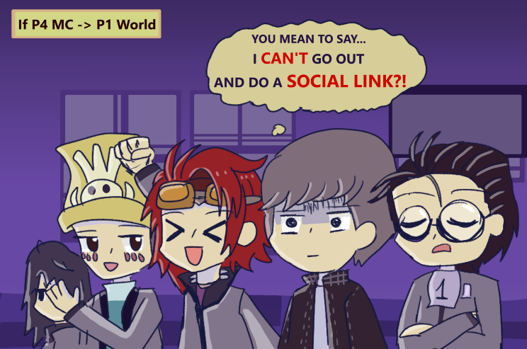 KaileyKings's tweet photo. What if Persona MCs swap their Role #Persona  #fanart #doodle  #Persona1 #Persona2 #Persona3 #Persona4Golden #Persona5 #comic #personaart https://t.co/FB7UI4IYbl