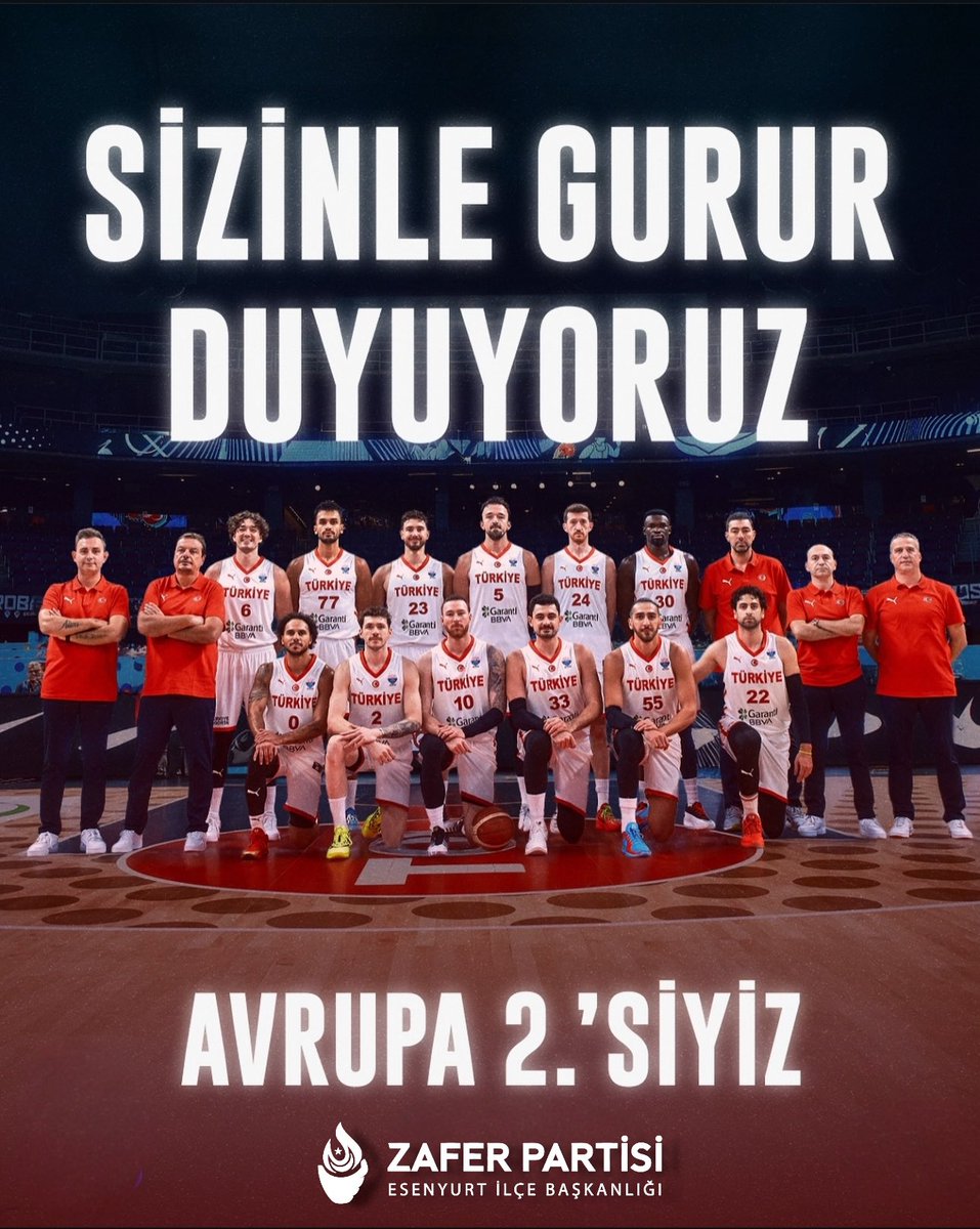 ZaferEsenyurt's tweet photo. Hep sizinleyiz, Dev Adamlar! 💪🏻
Bize bu harika anları ve heyecanı yaşattığınız için Türk milleti adına teşekkür ederiz. 👏🏻🐺🇹🇷

#12devadam #12DevAdamFinalde #EuroBasket

@umitozdag @zaferpartisi @ZaferPartisi_34 @hakanaksit34 @taskanemn @zpgencesenyurt https://t.co/ZOHZspAgtK