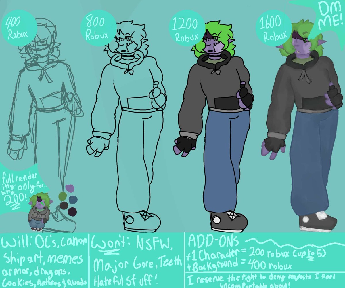 Yeah I'm opening up R0BUX C0MMS!! 0/5 SLOTS FILLED! 
Info on sheet below! DM me for the details or whatever..the sheet should have all needed info! 
:3
#art #artist #c0mms #sketch #fullbody