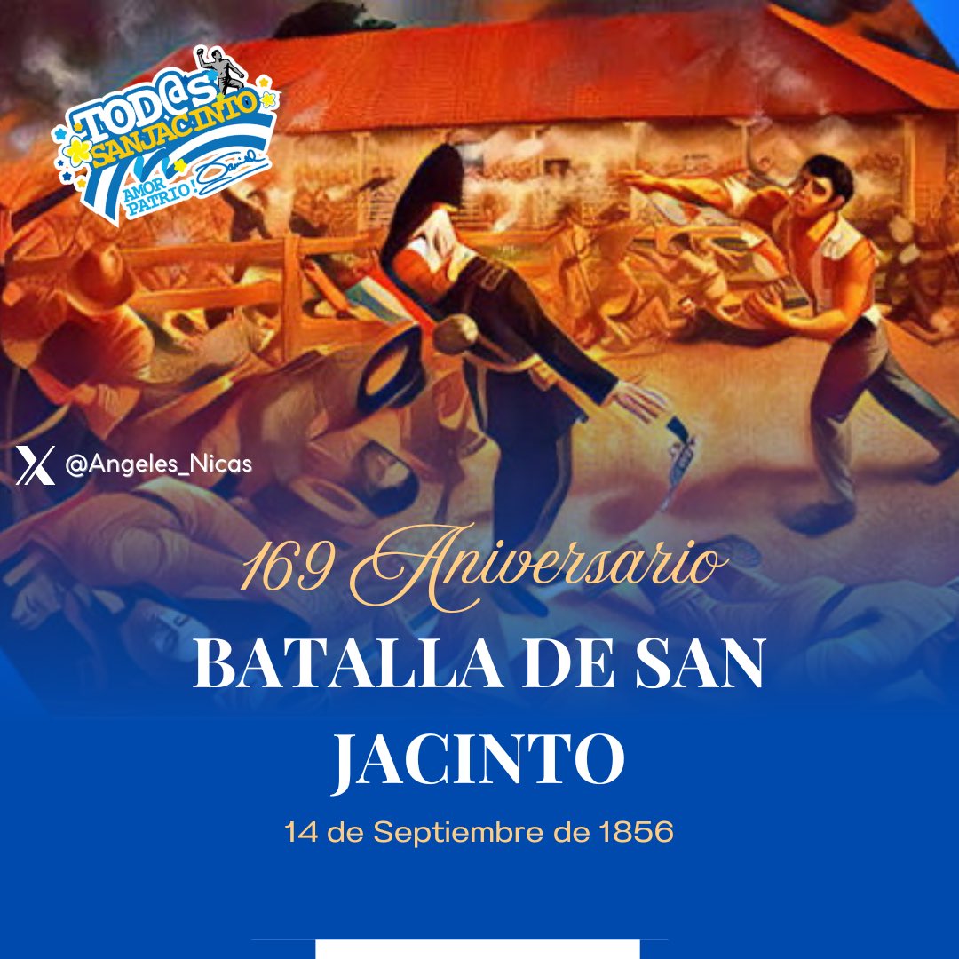 ✨A 169 años de historia, hoy recordamos la victoriosa batalla de San Jacinto donde el heroico ejército nicaragüense luchó y venció contra los invasores filibusteros yankees dirigidos por William Walker 🇳🇮

#TodosSanJacinto 

#PLOMO19