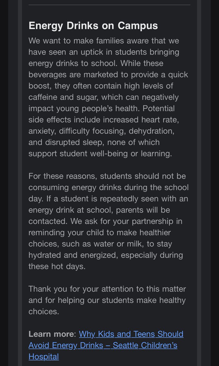 Principal’s note…energy drinks banned at my kid’s middle school