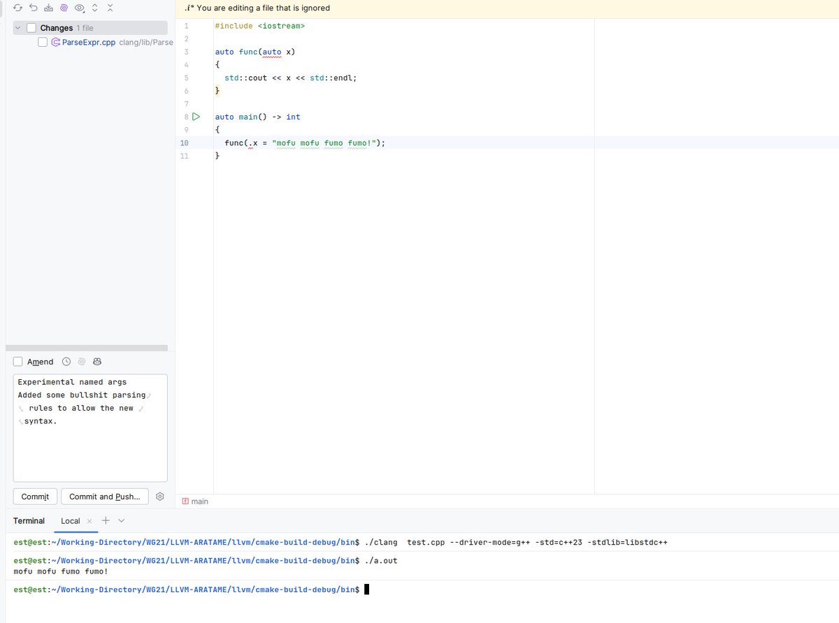 term_est's tweet image. my stupid life decisions brought me to a point where I am writing clang forks at 3AM for a stupid paper -_-
introducing, named function params