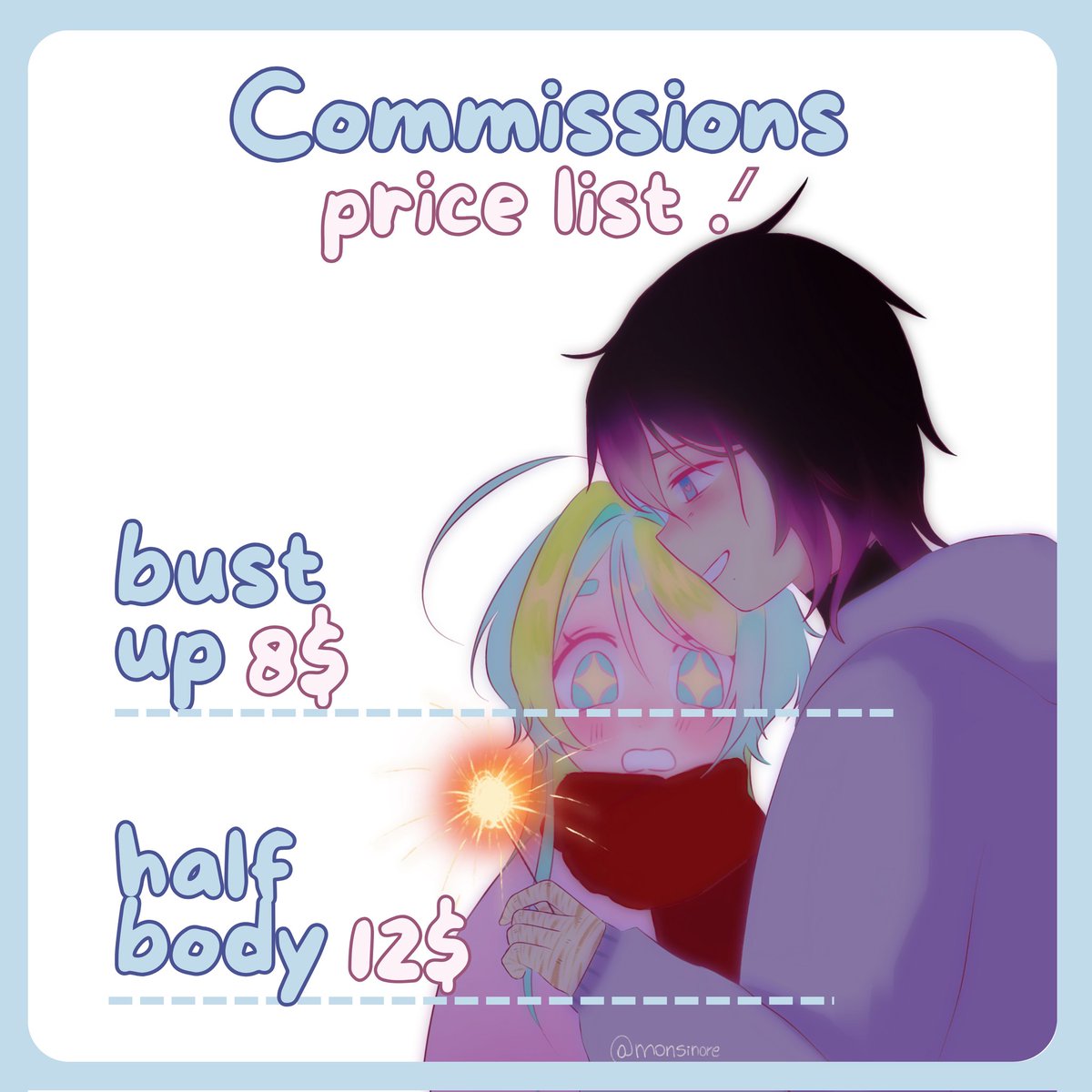 monsinore's tweet photo. comms are open!!!  there's 3 slots for now :D if you're interested, don't hesitate to dm!!! https://t.co/rIC5j390In