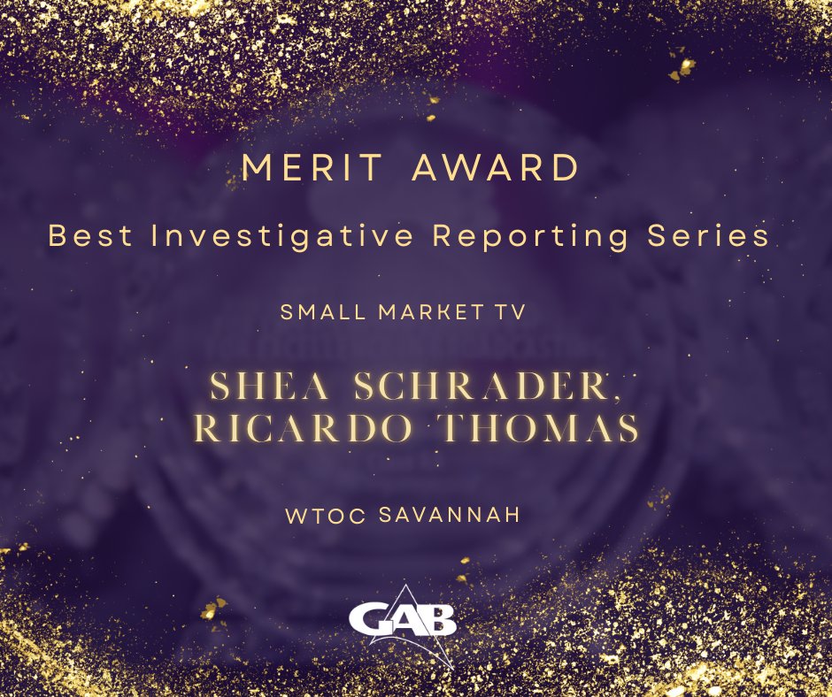 <a href="/WTOC11/">wtoc11</a> Congratulations WTOC on your Merit Award for Best Investigative Reporting Series! Credit: Shea Schrader, Ricardo Thomas 🏆 #GABBYAWARDS <a href="/sheaschrader/">Shea Schrader WTOC</a>