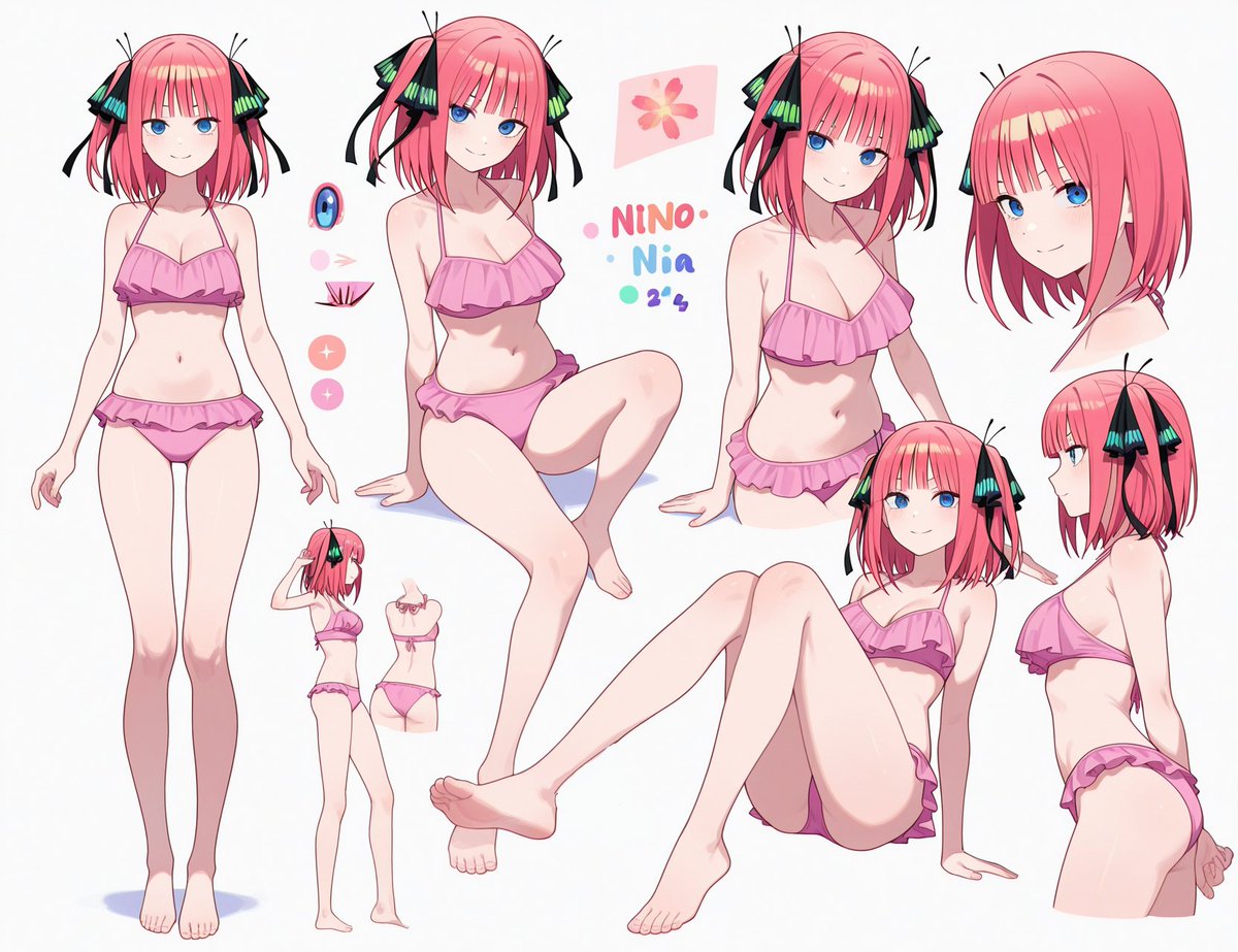 二乃「水着設定資料集第三段が登場よ！」 設定資料風イラスト/五等分の花嫁