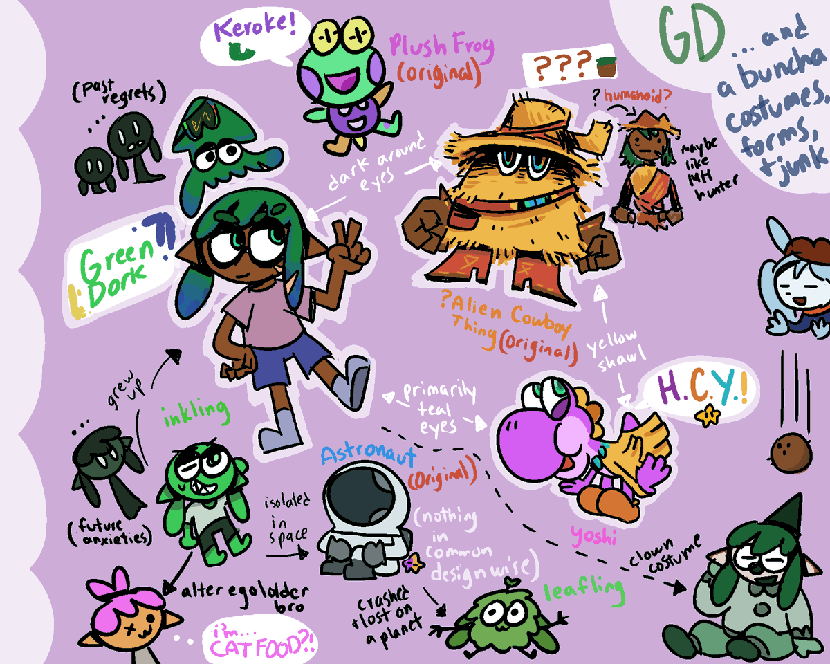 YoItsGD's tweet photo. Reference of all the personas I use (usually based around type of game or how I feel).

I stream weekly, can doodle fast af, animate for funsies, and want to finish my own personal space comic (that i started in 2020) one day. https://t.co/XdSGql9tYO