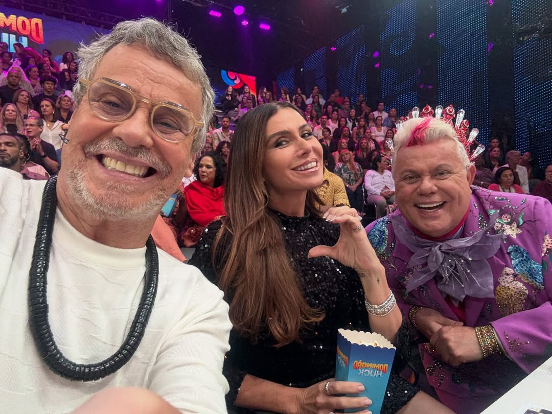 Trio mesopotâmico! Giovanna Antonelli, Carlinhos de Jesus e Milton Cunha no #Domingão. 🤩