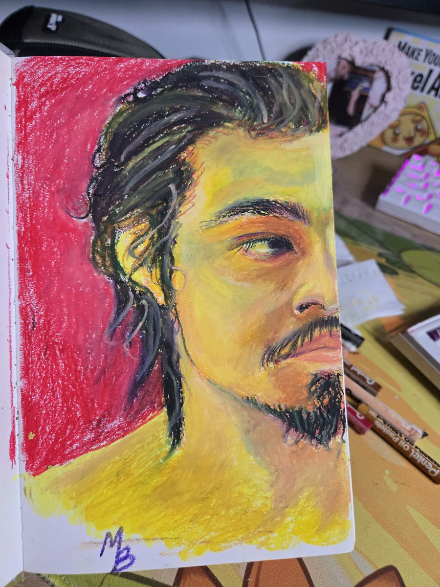 reni_bar's tweet photo. Couldn't sleep last night so I finished up this portrait of my husband I was working on! Made with oil pastels i had laying around https://t.co/9rJKLQ6W1X
