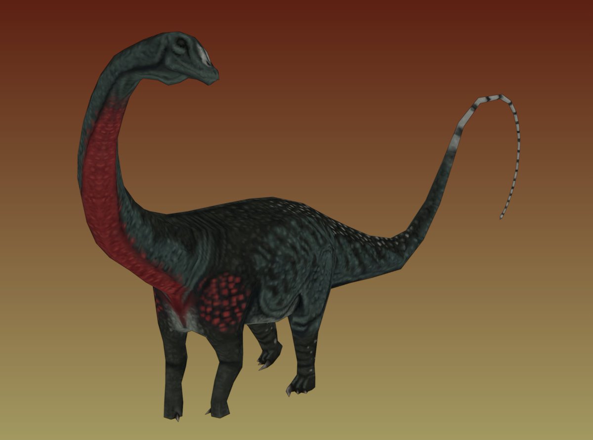 Further progress on my diplodocus model. She has been rigged now!
