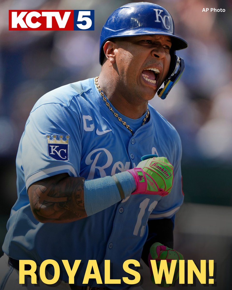 KCTV5's tweet photo. Salvador Perez hit a three-run homer and drove in five runs, helping the Kansas City Royals overcome Kyle Schwarber’s NL-high 52nd homer and delay the Philadelphia Phillies from clinching the NL East with a 10-3 win Sunday.

GAME RECAP >>> https://t.co/QWIbTDIbt7 https://t.co/CxwFl02V0n