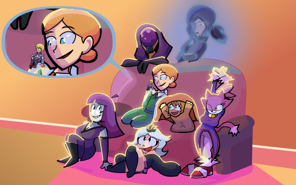 This was a cute SFW comm requested by Ravatosthepro626 over on Deviantart based on their little scenario for their birthday, probably the most amount of characters I worked on an art piece, was fun though!