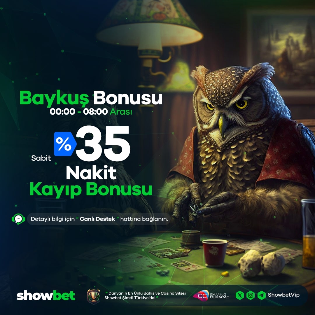 Showbet te Sabit %35  Baykuş Kayıp #Bonusu 🦉🎁

🌃Gece 00.00 - 12.00 arası  Olası Kaybınıza
Nakit ve Sabit %35 Bonus Fırsatı Showbet te Sizlerle⚡️

👉Lisanslı Güvenilir Bahsin Tek Adresi t2m.io/guncel_giris

#slotbigwin2025 #casino #parakazan2025 #xfutbol #bonusverensiteler