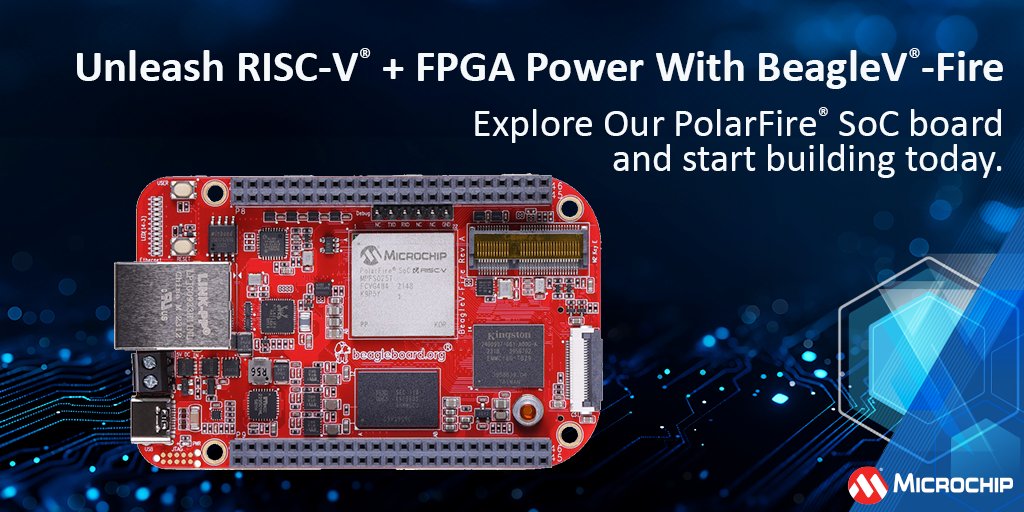 MicrochipTech's tweet image. The BeagleV®-Fire pairs Microchip’s PolarFire® SoC FPGA with RISC-V® processing power, delivering efficiency, flexibility and open-source innovation. Explore how this board accelerates embedded, AI and IoT development: mchp.us/4njWjDy. #BeagleBoard #PolarFire #FPGAs…