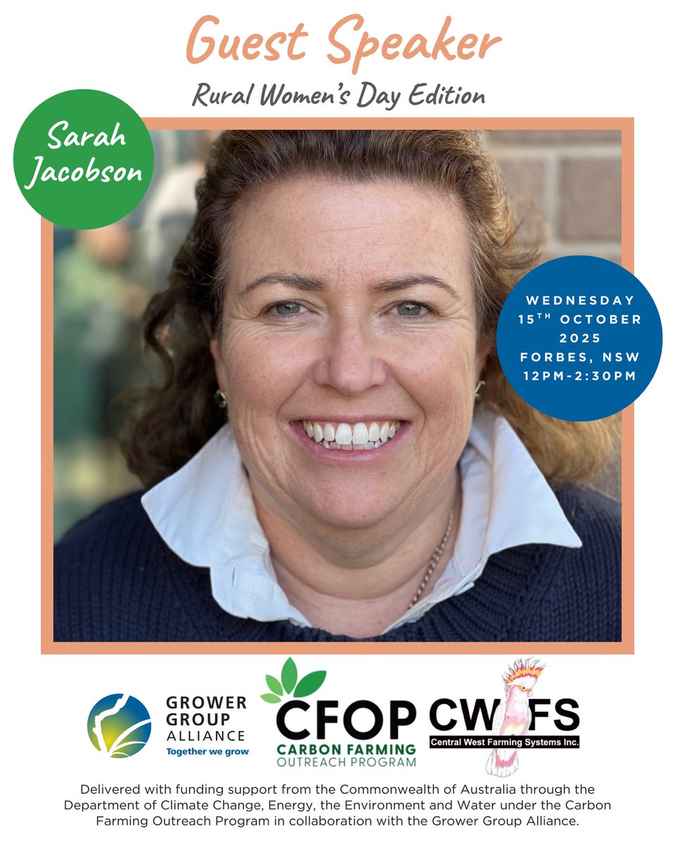Rural Women’s Day Lunch Guest Speaker: Sarah Jacobson 🎤

Sarah Jacobson is a highly experienced agronomist with over 25 years of hands-on involvement in Central West New South Wales, including many years based in Condobolin and Forbes. With a strong background in research and