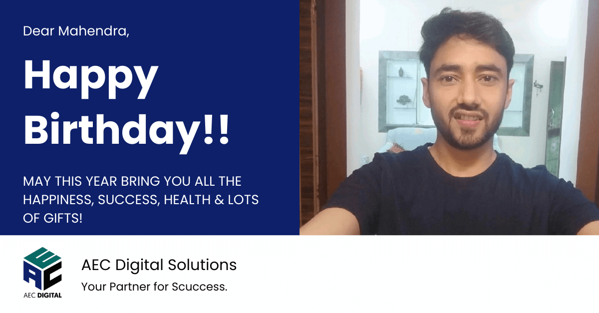 AEC_Digital_Sol's tweet photo. 🎉 Happy Birthday to Mahendra! 🥳
Your dedication &amp; talent make a big difference at AEC Digital Solutions. Wishing you success, good health &amp; happiness ahead. 🎂🎈
#TeamAEC #EmployeeAppreciation #BirthdayCelebration #WorkplaceWellbeing https://t.co/0obdL56ofv