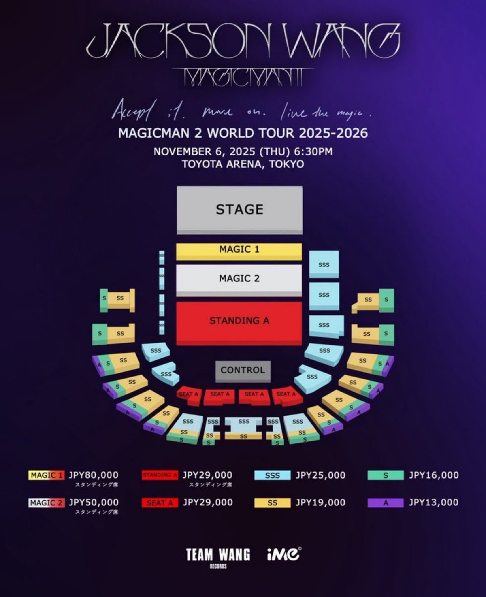 Wts Lfb japan

JACKSON WANG MAGICMAN 2 WORLD TOUR 2025 in Tokyo

MAGIC 1 / MAGIC 2 tickets
 SSS tickets
 STANDING A tickets

side by side
International fan can buy also

DM to buy
#MAGICMAN2WORLDTOUR 
#JACKSONWANGWORLDTOUR #MAGICMAN2intokyo #JACKSONWANGinTOKYO