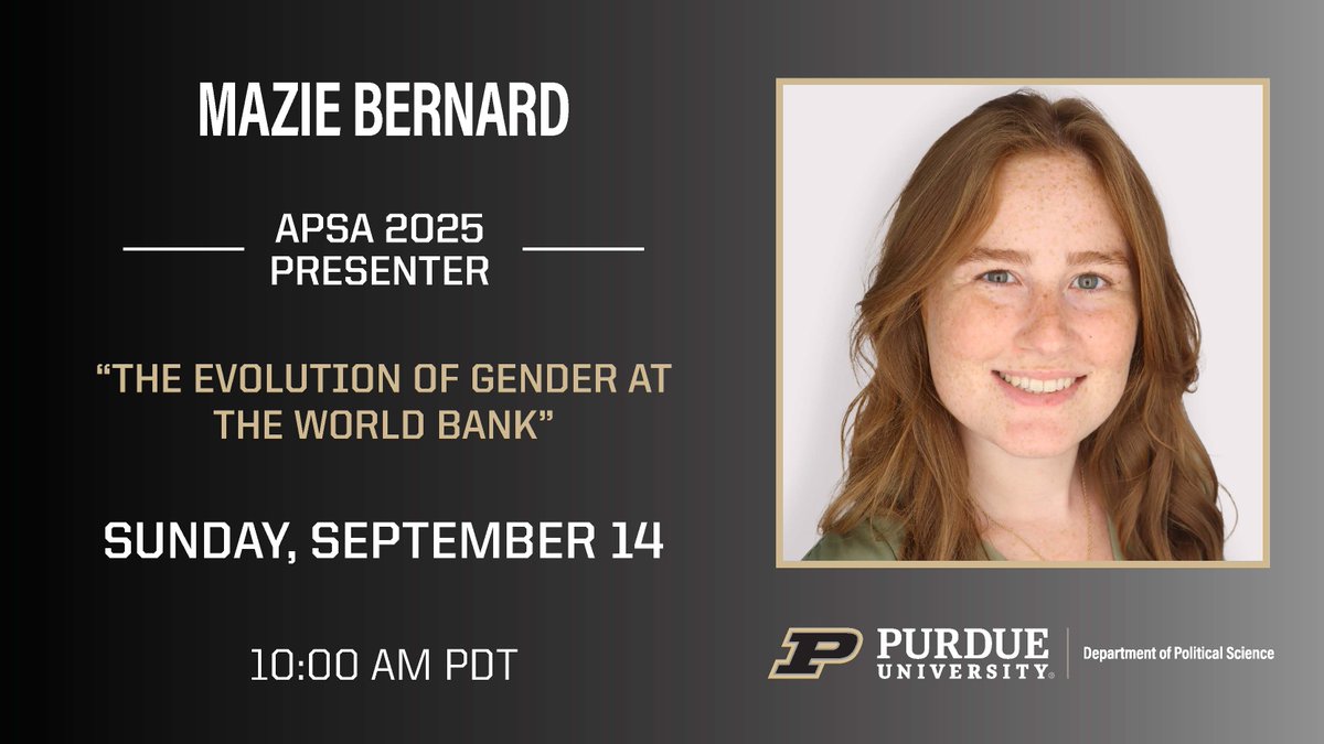 purduepolsci's tweet photo. Check out today’s #APSA2025 presentation by @MazieMBernard @PurdueLibArts #PurduePoliticalScience https://t.co/2DnLWwKvOt