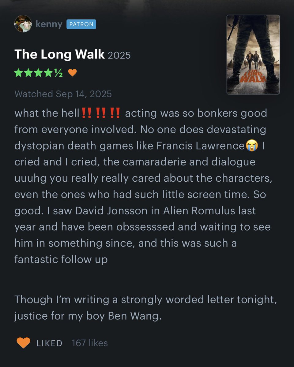 miffytrinket's tweet image. gonna assume the cast watched the long walk together #supportive