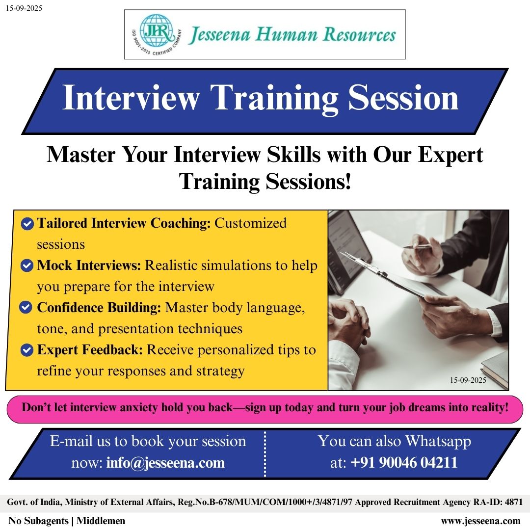 jesseenahr's tweet image. Interview Training Session

E-mail us to book your session now:
info@jesseena.com

You can also WhatsApp at:
+91 90046 04211

#InterviewTraining #CareerCoaching #MockInterviews #JobReady #InterviewTips #ConfidenceBoost #ProfessionalDevelopment #JobSearchSuccess
