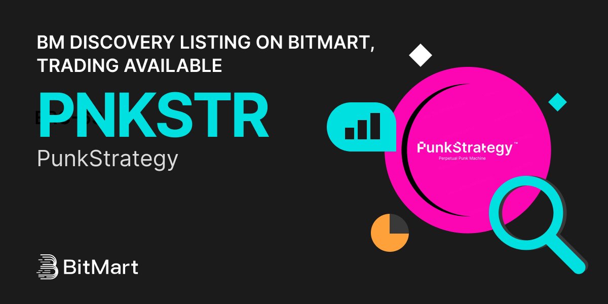 #BitMart announces the BM Discovery listing of PunkStrategy (PNKSTR) <a href="/token_works/">TokenWorks™</a> 🔥

An automated protocol designed to get exposure to CryptoPunks, forever.

💰Trading pair: PNKSTR/USDT
💎Deposit: Available
💎Trading: 9/15/2025 3:00 AM UTC

💰Trade now: bitmart.com/en-US/trade?sy…