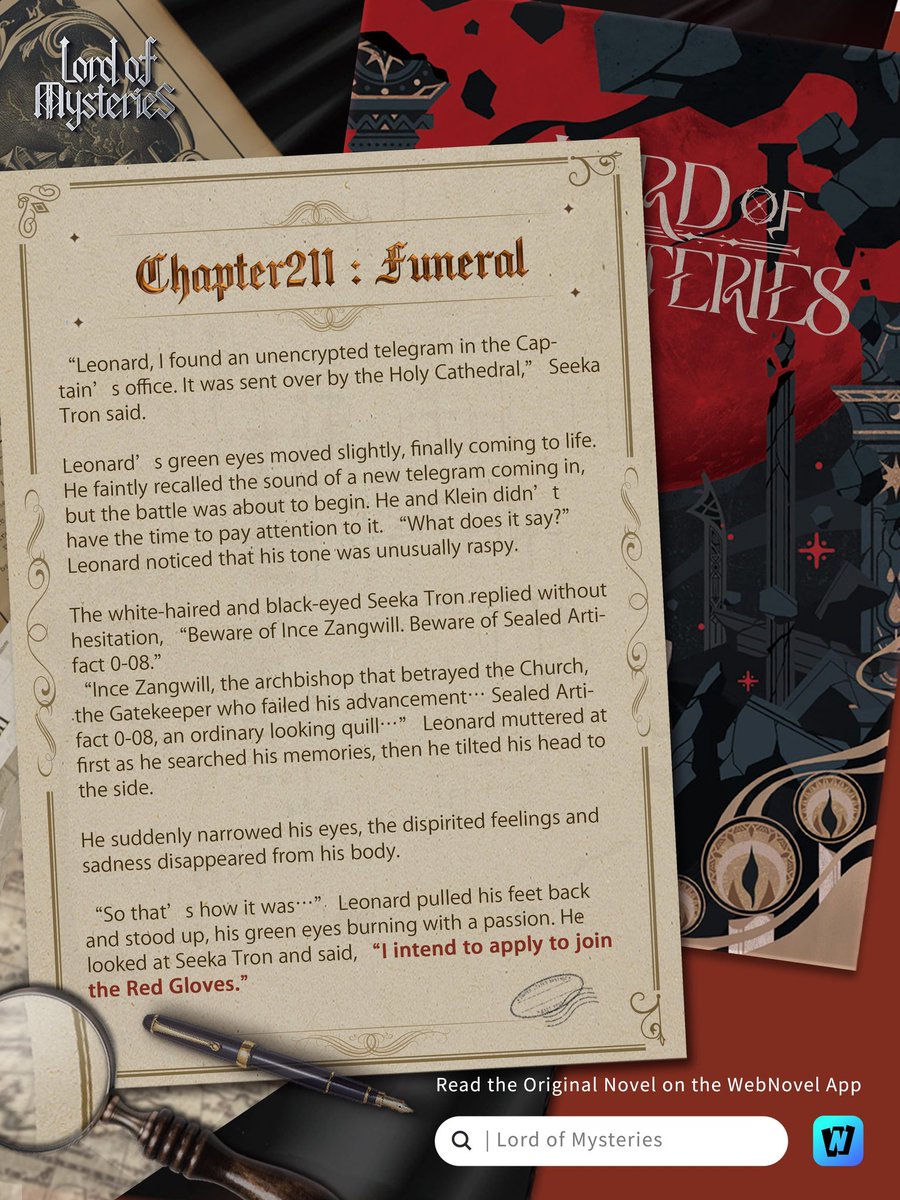 📕#LoMExcerpt
The fallen belong to yesterday; the living bear the weight of tomorrow.

#LordOfMysteries #诡秘之主 #LeonardMitchell