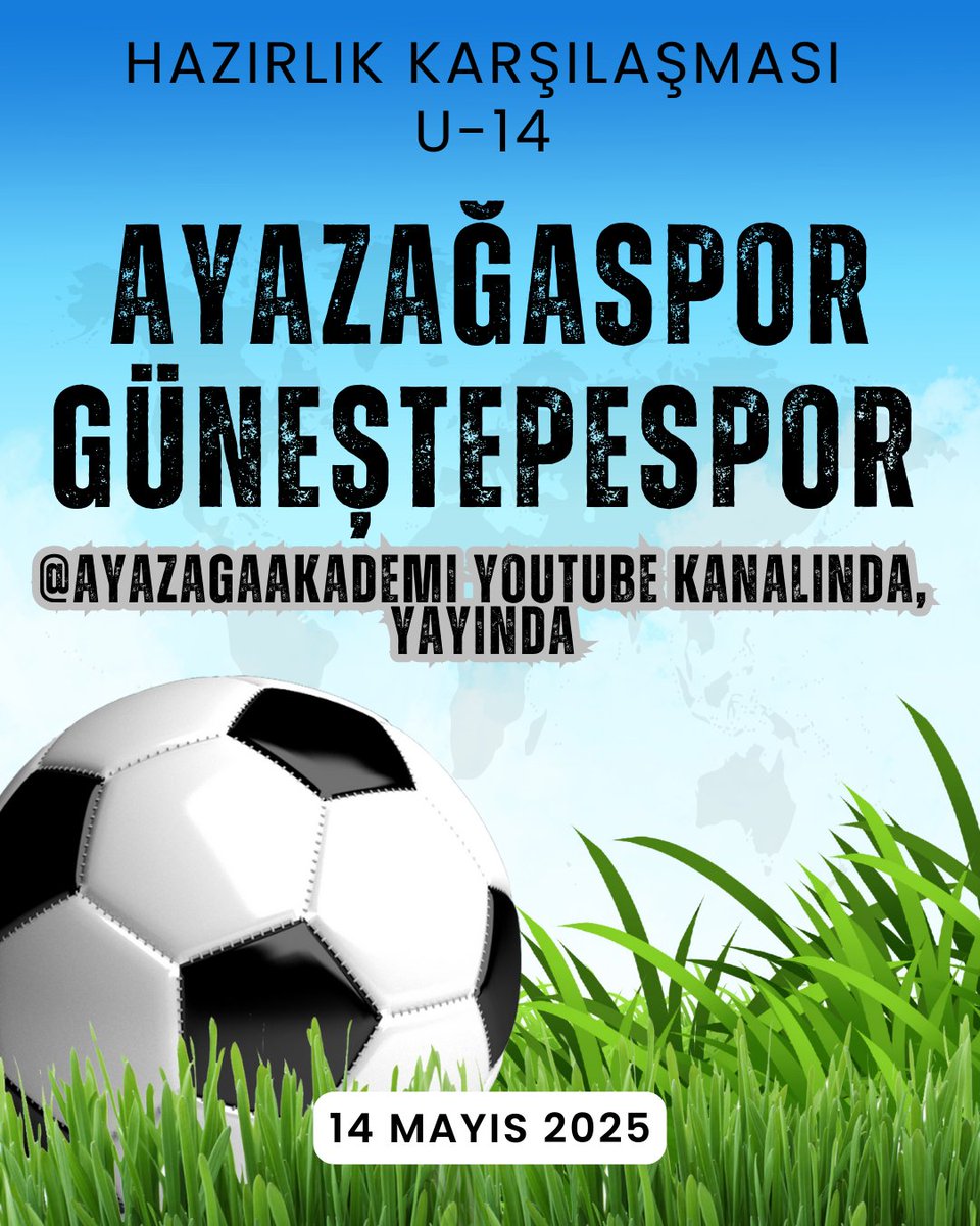 Ayazağaspor ile Güneştepespor arasında oynanan U14 hazırlık karşılaşması, @ayazagaakademi YouTube kanalında, yayında...