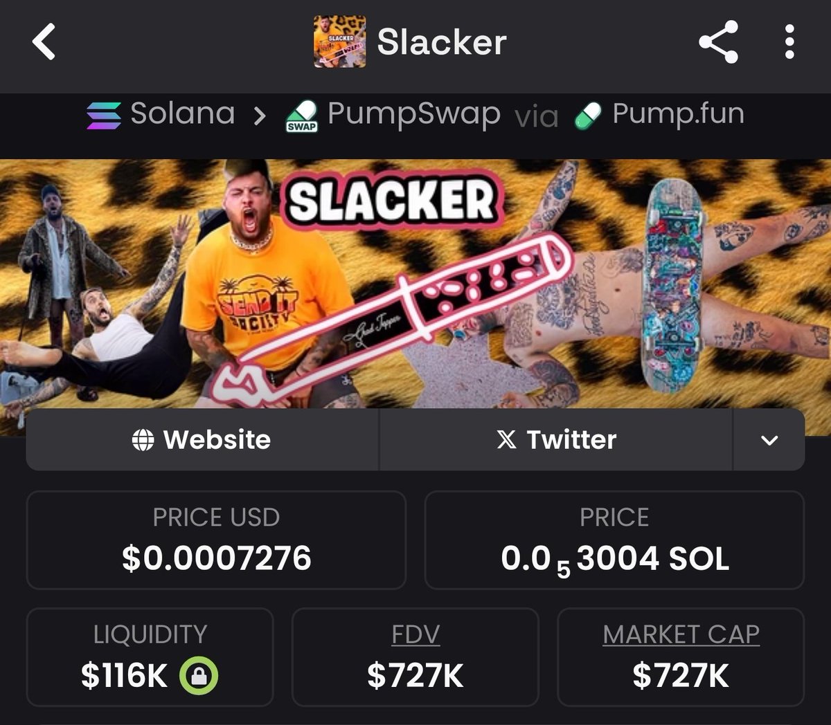 memebullishups's tweet image. #Alpha DECODED!! 
Spotted #SLACKER at $33K— low float, Now? $727k+ MCAP and climbing🪬📊 
That’s a 22x roi  
This isn’t luck — it’s strategy. I track early signals before the crowd sees them👀  
#solana #memecoins #earlyalpha #smartmoney