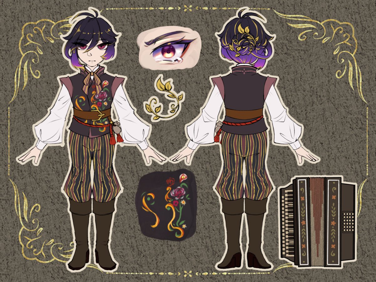 rene__faucher's tweet photo. OC ref sheet and art in commemoration of the absolute cinema of a DnD session DMed by @RiciaStaycey 2 days ago :D

Kazimierz Łaski, Human College of Lore Bard
#DnDcharacter #dnd #bard https://t.co/AacTsqn115