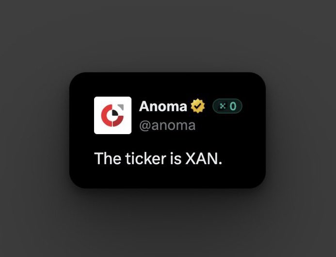 The ticker is $XAN

The magic word is "intention" 👀